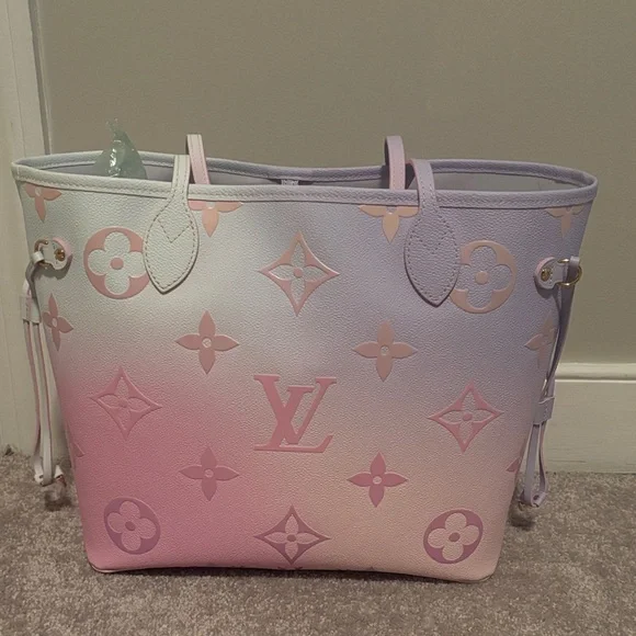 Louis Vuitton Pastel Pink and Purple Tote Bag sunrise Pastel Neverfull MM New - Picture 3 of 9